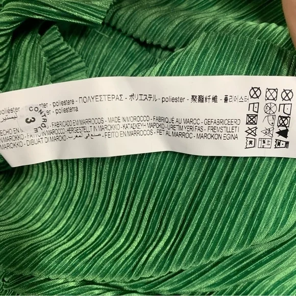 Zara green ruffle pleated V-Neck long sleeve blouse Sz M NWT - Picture 6 of 10